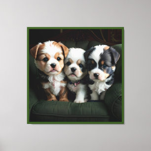 Super Cute Puppies on the Couch 2 Canvas Print