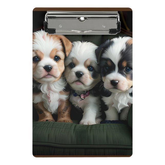 Super Cute Puppies on the Couch 2 Mini Clipboard (Front)