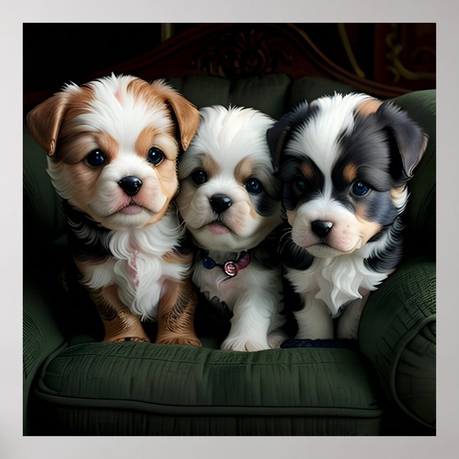 Super Cute Puppies on the Couch 2 Poster (Front)