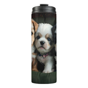 Super Cute Puppies on the Couch 2 Thermal Tumbler