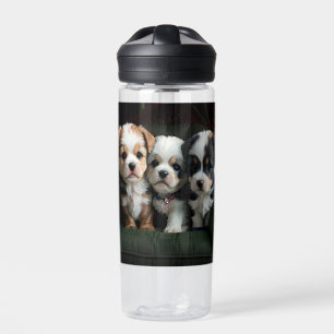 Super Cute Puppies on the Couch 2 Water Bottle
