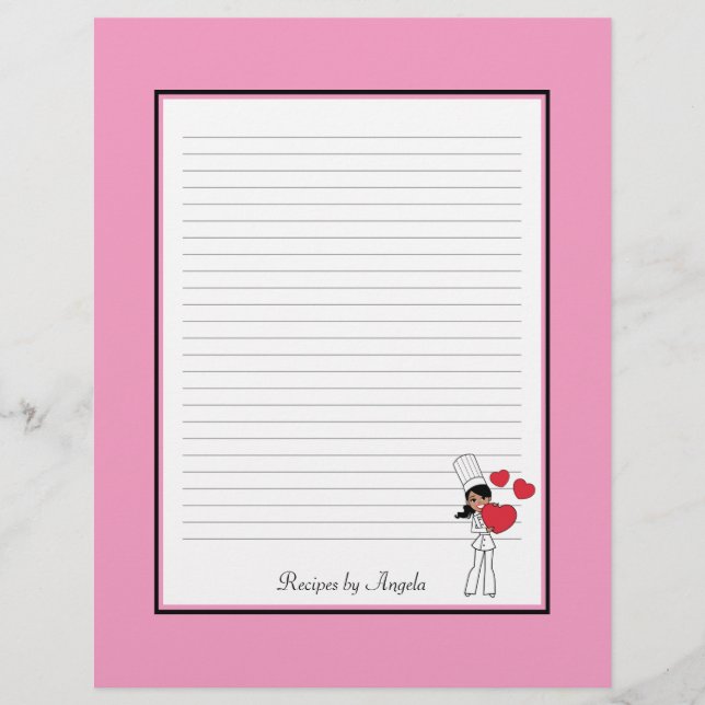 Super Cute Recipe Pages Lined (Front)