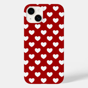 Super Cute Red And White Hearts Polka Dots Style Case-Mate iPhone 14 Case