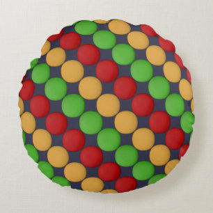 Super Cute Red Yellow Green Blue Pattern Round Pillow