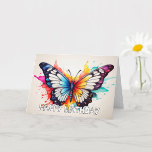 Super Cute Retro Butterfly Illustration Card