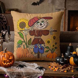 Super Cute Scarecrow Throw Pillow