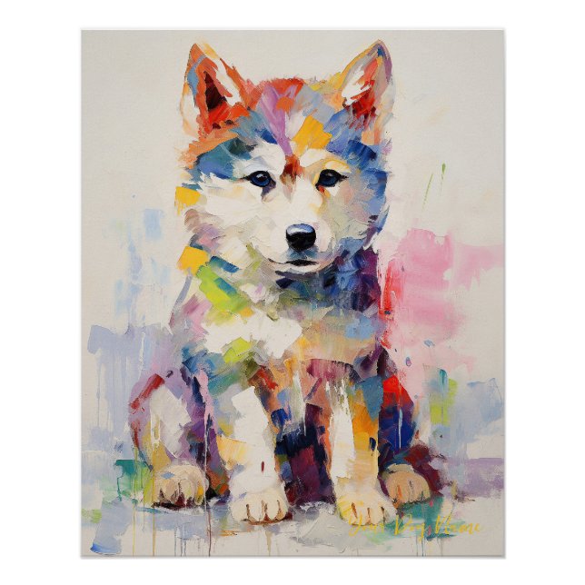 Super Cute Siberian Husky Dog Puppy 004 - Xeno Luc Poster (Front)