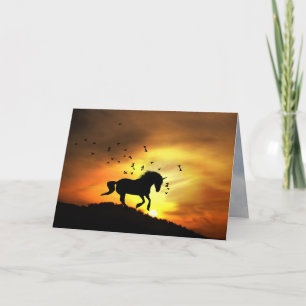 Super Cute Unicorn Running in the Sunrise Birthday Card