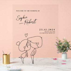 Super Cute White Minimalist Wedding Welcome Acrylic Sign