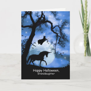 Super Cute Witch and Unicorn Halloween Card