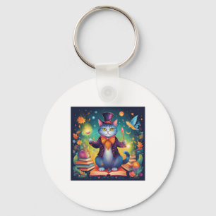 Super Cute Wizard Cat Sticker Keychain