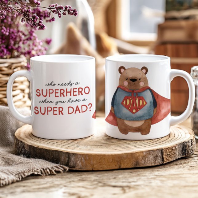 Super Dad Bear Mug – Father's Day Gift from Kids (Creator Uploaded)