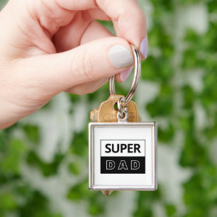 Super Dad   Black And White Dad Keychain