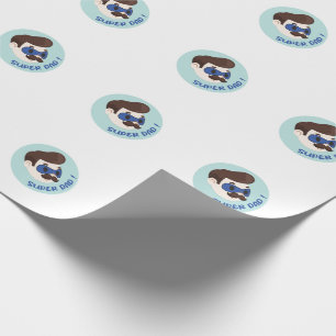 Super Dad Cartoon Badge Wrapping Paper