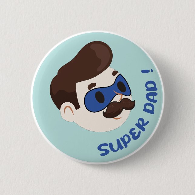 Super Dad Cartoon Button Badge (Front)