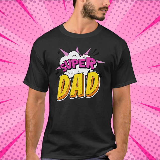 Super Dad Comic Book Birthday Party T-Shirt (Super DAD - matching parent's birthday t-shirts for girl's superhero themed birthday party)
