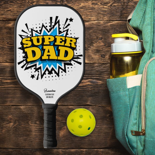 Super Dad Comic Strip Action Bubble, Custom Text Pickleball Paddle (Creator Uploaded)