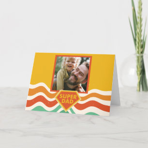Super Dad custom photo with retro waves Holiday Card