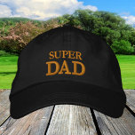 SUPER DAD embroidered baseball cap gold / black<br><div class="desc">Embroidered Hats: Classic golden / black fashion baseball cap with text "SUPER DAD" for the best dads in the world,  fathers day,  grandpa birthday / family hats</div>