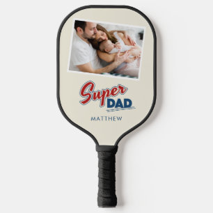 Super Dad Family Photos Birthday Personalized Pickleball Paddle
