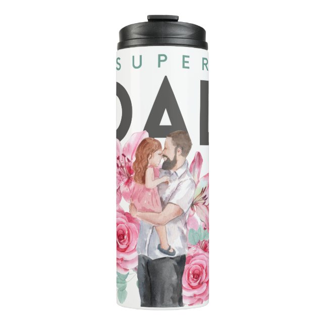 Super Dad Floral Watercolor Thermal Tumbler (Front)