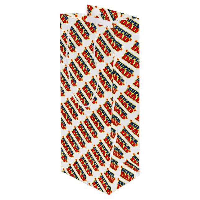 Super dad graphic patterned gift bottle bag (Back Angled)
