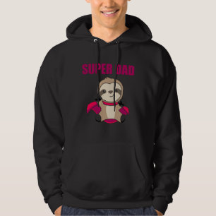 Super Dad Hero Funny Sloth Dad Father Hoodie