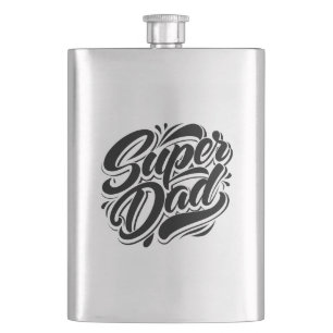Super Dad Hero Typography Design-67888 Hip Flask