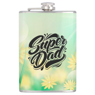 Super Dad Hero Typography Design-67888 Hip Flask