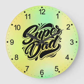 Super Dad Hero Typography Design-67888 Large Clock