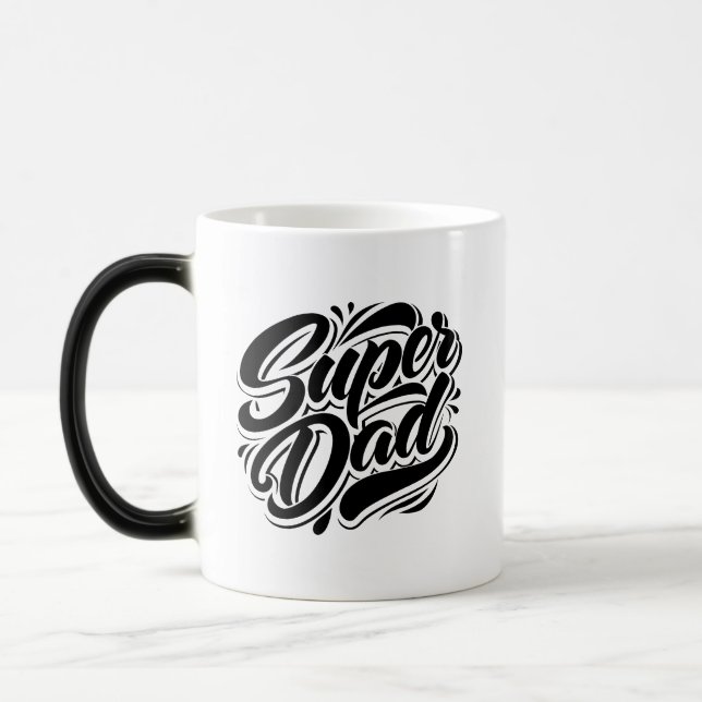 Super Dad Hero Typography Design-67888 Magic Mug (Left)