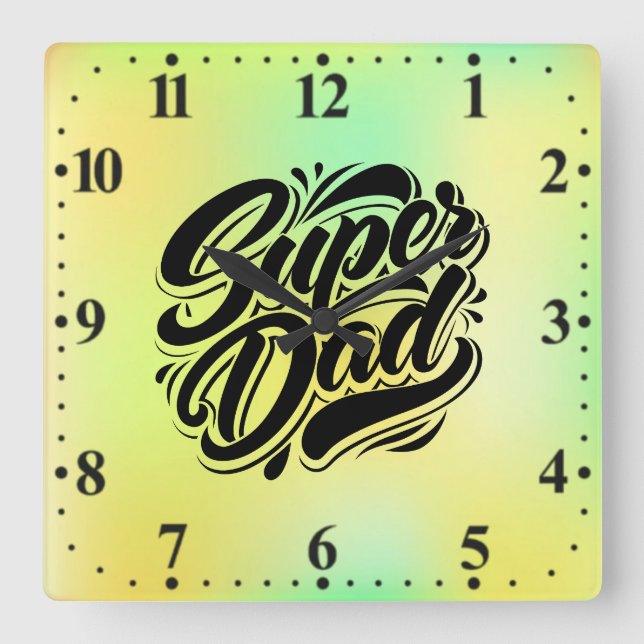 Super Dad Hero Typography Design-67888 Square Wall Clock (Front)