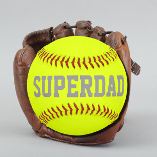 Super dad in fluorescent  yellow softball
