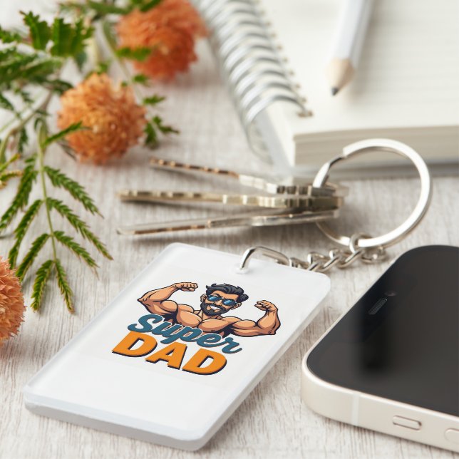 Super Dad Keychain – Funny Father’s Day Gift (Front Right)