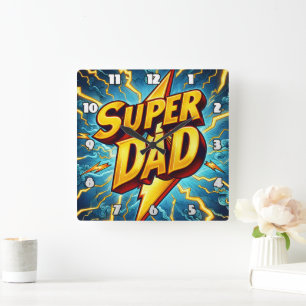 Super Dad: Lightning, Heroic Tribute Square Wall Clock