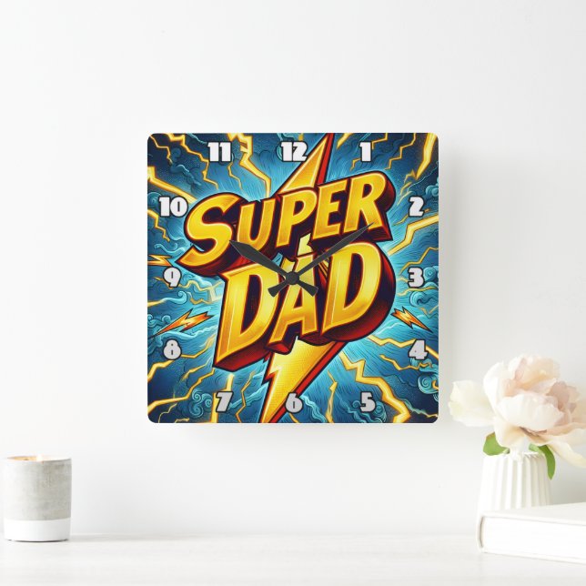 Super Dad: Lightning, Heroic Tribute Square Wall Clock (Home)