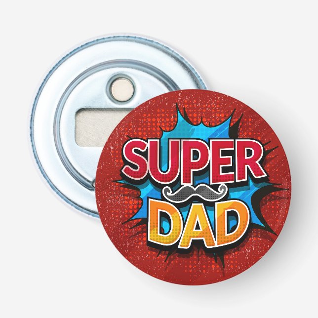Super Dad Moustache Modern Grunge Bottle Opener (Front)