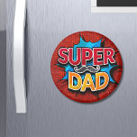 Super Dad Moustache Modern Grunge Magnet<br><div class="desc">Super Dad Moustache Modern Grunge Magnets features the text "Super Dad" in modern red and yellow typography on a blue and red grunge background accented with a moustache. Gifts for Dad for birthday,  Father's Day,  Christmas,  holidays and more. Created by Evco Studio www.zazzle.com/store/evcostudio</div>