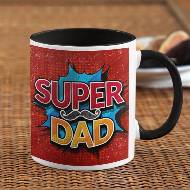 Super Dad Moustache Modern Grunge Mug (Creator Uploaded)