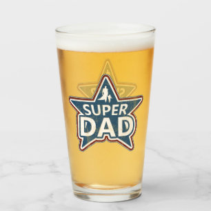 Super Dad Red White and Blue Glass