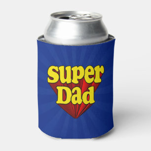 Super Dad Red Yellow Blue Father's Day Superhero Can Cooler