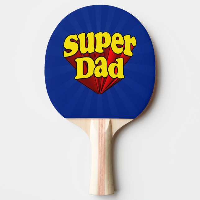 Super Dad Red Yellow Blue Father's Day Superhero Ping Pong Paddle (Front)
