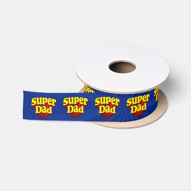 Super Dad Red Yellow Blue Father's Day Superhero Satin Ribbon (Spool)