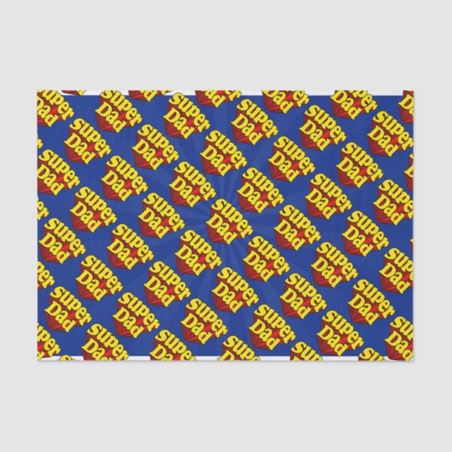 Super Dad Red Yellow Blue Father's Day Superhero Tissue Paper (Front)
