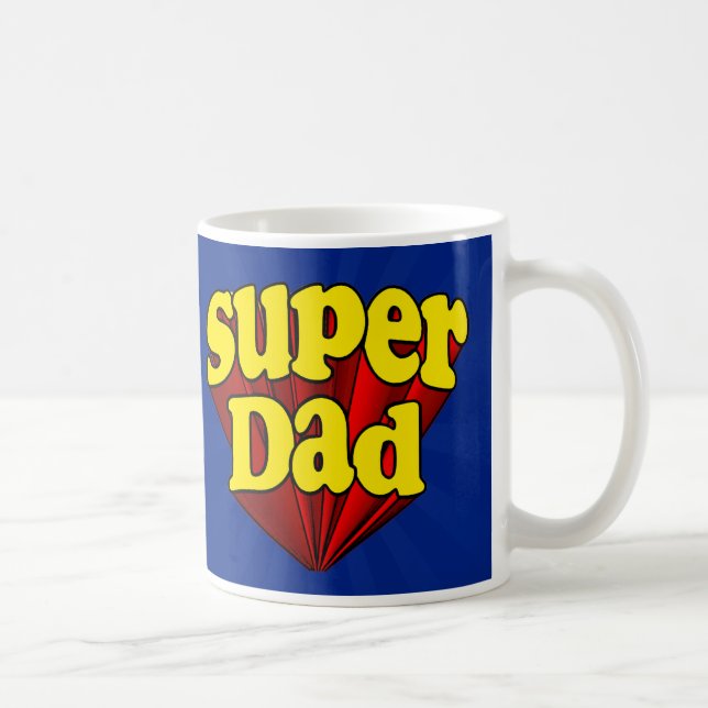 Super Dad, Superhero Red/Yellow/Blue Father's Day Coffee Mug (Right)