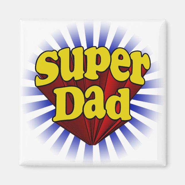 Super Dad, Superhero Red/Yellow/Blue Magnet (Front)