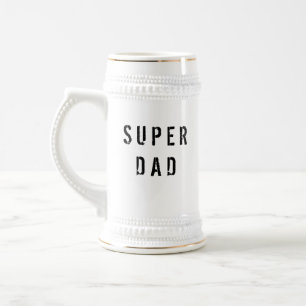 Super dad text beer stein