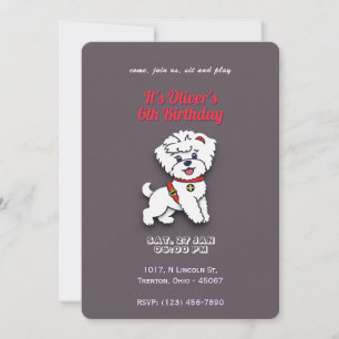 Super Dog Birthday on Chocolate Colour Personalize Invitation