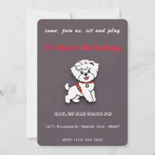 Super Dog Birthday on Chocolate Colour Personalize Invitation