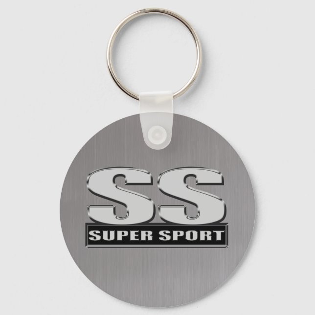 super duper sport SS brushed steel Keychain (Front)